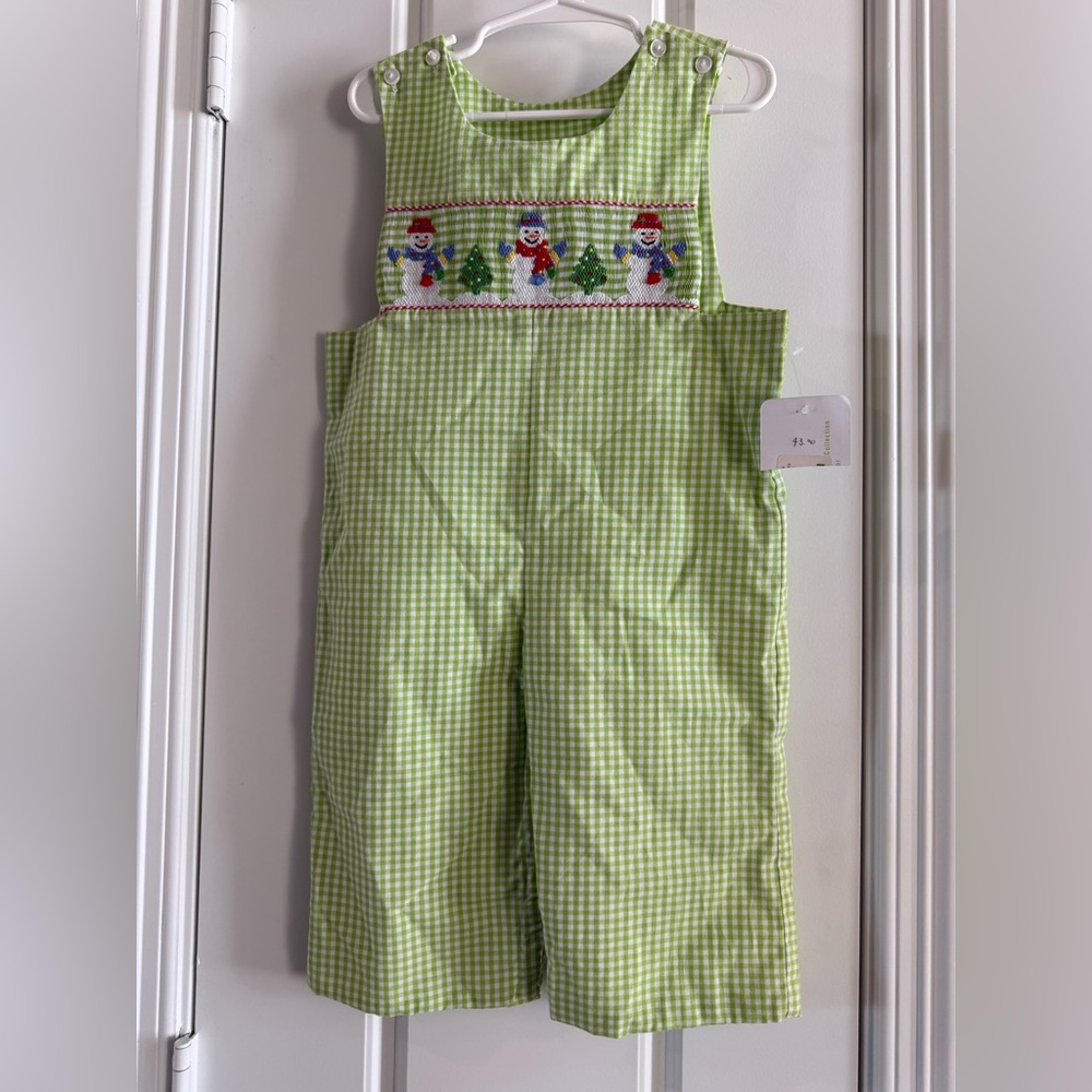 18 M Claire & Charlie Smocked Snowman Romper